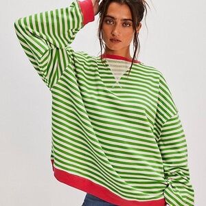 NWOT Free People We the Free Classic Striped Oversized Crewneck XS